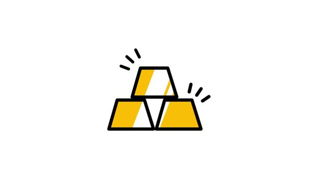 Icon of three stacked gold bars with sparkle marks representing wealth treasure valuable assets and long term financial investment in precious metals
