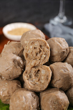 Handmade Teochew Beef Tendon Balls Traditional Chinese Meatballs Fresh Delicious Studio Food Photography