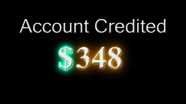 Glowing Dollar Amount Display and Neon $680 Credit Confirmation Animation on Black Background. Digital Banking Approval Symbol, Online Payment Success and Financial Transaction Concept Motion video.