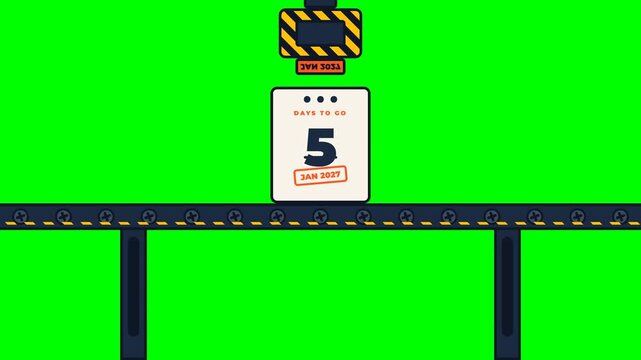 January 2027 Five Day Countdown on Green Screen