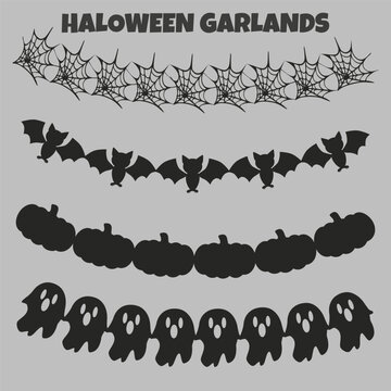 Halloween Garlands Collection with Bats, Ghosts, Pumpkins and Spider Webs
