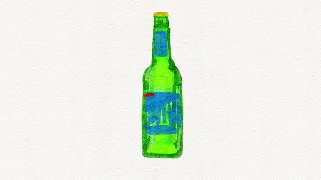 Watch the watercolor painting of a green bottle unfold, step by step.
Ideal for tutorials, creative inspiration