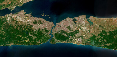 Istanbul and the Bosphorus Strait on open data satellite image © M. Jurzyk