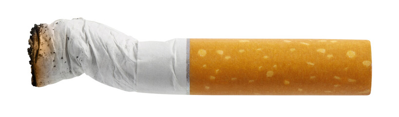 Naklejka premium Used cigarette butt, isolated on transparent cutout background