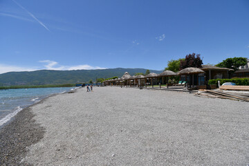 Fototapeta premium Struga, Macedonia - June,15, 2026: Struga - the popular summer vacation spot along the shores of Lake Ohrid and the Crn Drim River. Known for its beauty and diversity. 