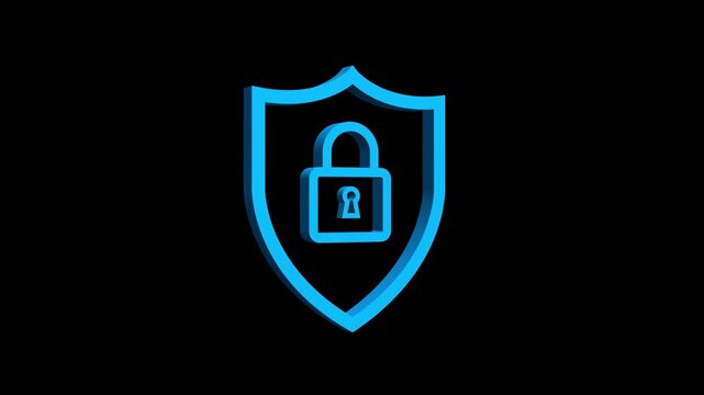 3d shield security icons with padlock animation video. Shield security icons with lock animation. Protection verification vector illustration.