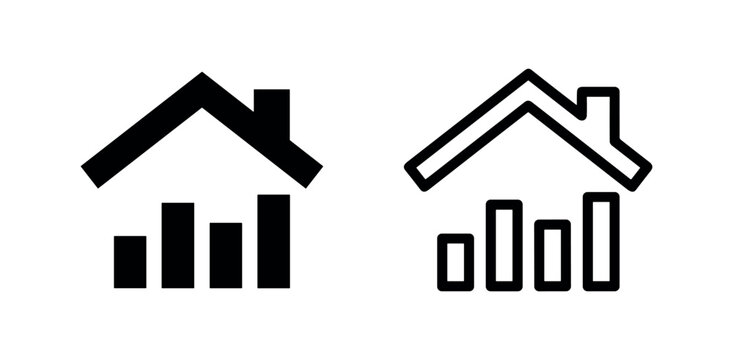 Real estate market growth and house icons