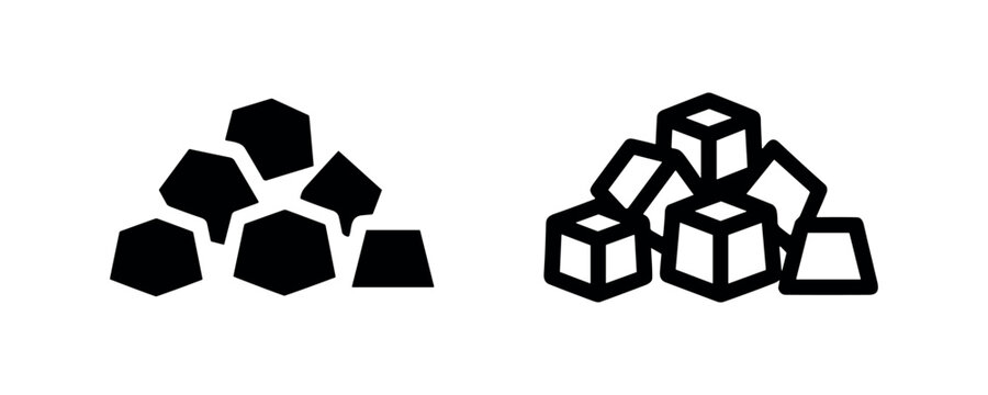 Pile of rocks icon. Stones and raw materials symbol. Coal mining graphic for geology or industry.