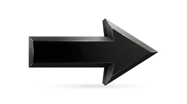 Shiny black 3d arrow pointing to the right