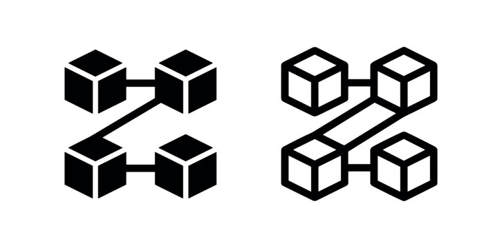 Data connection and network blockchain icon vector. Decentralized distributed ledger technology symbol.