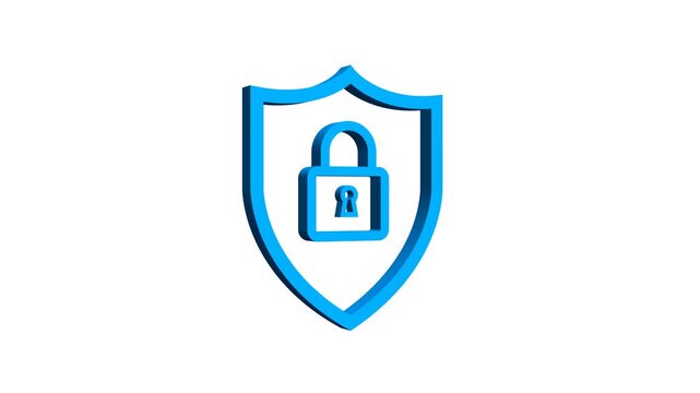 3d shield security icons with padlock animation video on transparent background. Shield security icons with lock animation. Protection verification vector illustration.