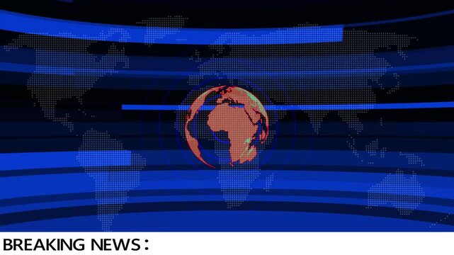 
Breaking News Template intro for TV broadcast news show program, technological or business news article. News room. Realistic studio for recording  blue and black icon 4k video. 
