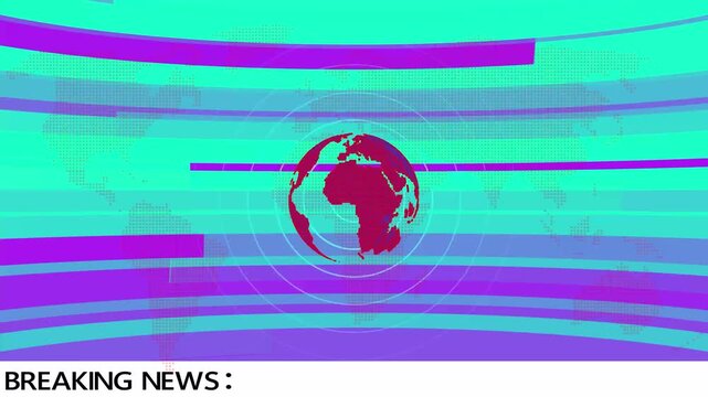 
Breaking News Template intro for TV broadcast news show program, technological or business news article. News room. Realistic studio for recording  sine and neon icon 4k video. 

