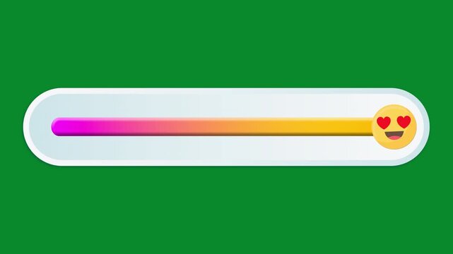 Slider animation featuring a smiling face with heart eyes on a voting bar with green screen.