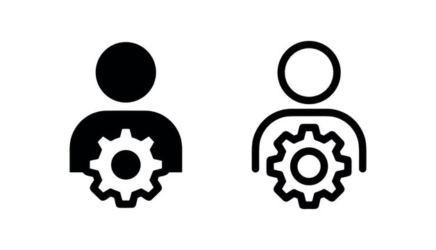Person with gear icon representing administrator or technical support expert