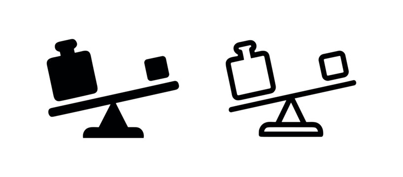 Weight scale seesaw showing imbalance or comparison icon