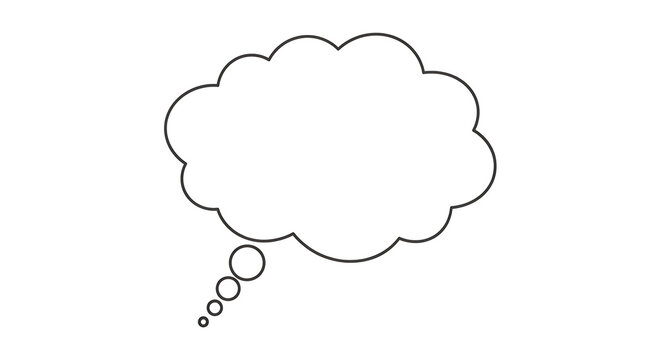 Hand drawn thought bubble. Isolated speech cloud for comic design and creative thinking.