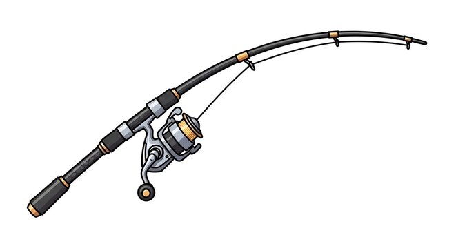 Modern professional fishing pole vector with spinning reel