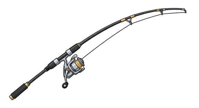 Fishing pole vector for sport and hobby equipment