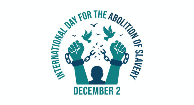 Broken chains and flying birds a vector illustration for international abolition day