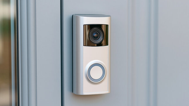 Smart video doorbell camera system providing home security and surveillance, enabling remote monitoring of visitors and deliveries at the entrance