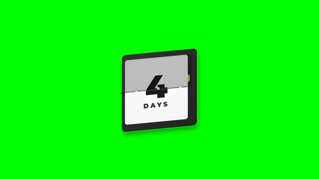 Five Day Countdown to January 1 2027 on Green Screen