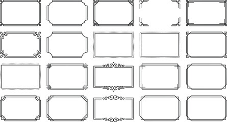 Vintage border and decorative frame line art set featuring elegant classic flourishes geometric certificate greeting card label templates © S O H A G