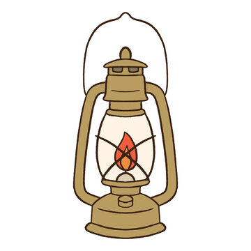 Vintage oil lantern camping light doodle vector illustration