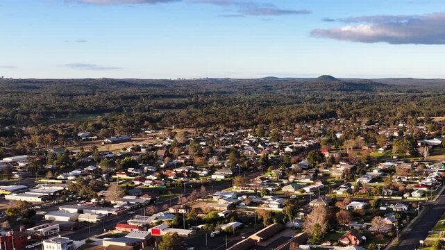 Aerial View of Rural Town and Residential Houses in Coonabarabran
