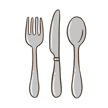 Cutlery set with fork knife and spoon vector illustration