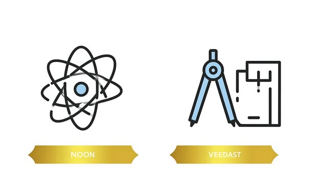 Set of minimalist science and engineering line art icons.