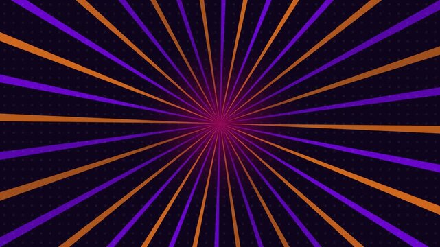 Colorful Sunburst Background with Alternating Purple and Orange Radial Rays on Dark Backdrop for Comic Book and Pop Art Design