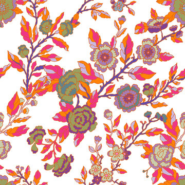 Vibrant Maximalist Summer Floral Pattern