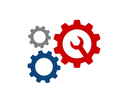 Industrial Gear Cogs and Wrench Repair Service Maintenance Logo