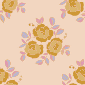 Warm Retro Minimalist Rose Motif
