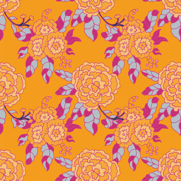 Vibrant Retro Warm Rose Art