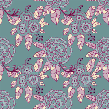 Muted Retro Botanical Floral Design
