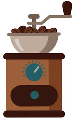 Vintage Manual Coffee Grinder with Beans Vector Illustration © Kiki Kurniawati