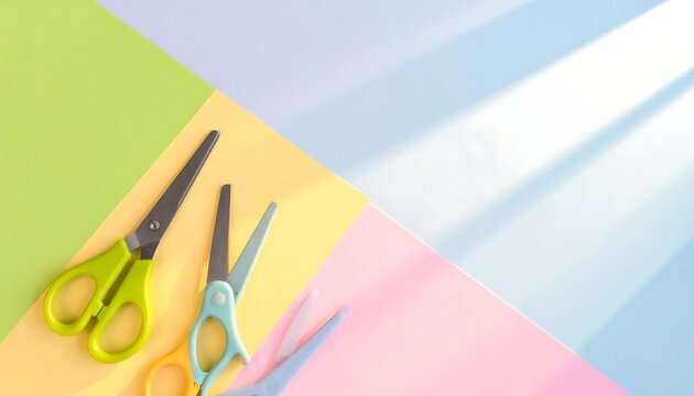 Scissors on colorful background still life.