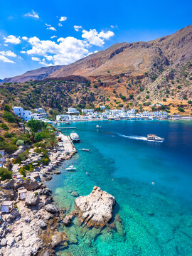 Greek village of Loutro, Chania, Crete, Greece.