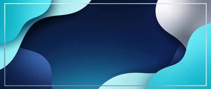 Abstract seamless looping blue wave pattern with layered paper shape and smooth curve, modern background in teal cyan gradient for banner, wallpaper, geometric template SEO optimized