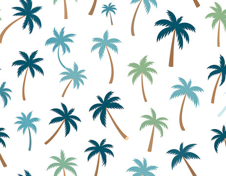 Colorful Palm Trees Pattern for Tropical Design.