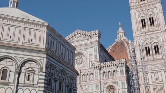 Florence Cathedral, Giotto's Bell Tower and Baptistery Under Clear Blue Sky