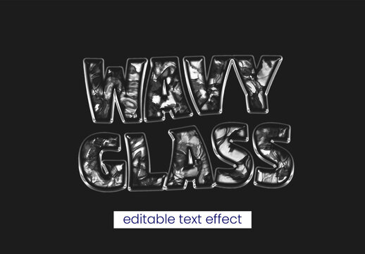 Liquid Transparent Wavy Glass Editable Text Effect Template