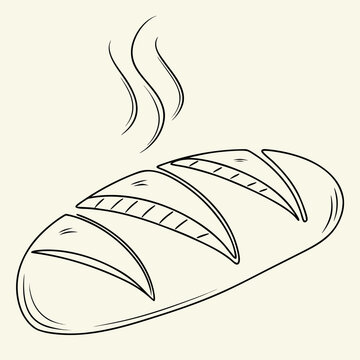 Freshly baked loaf of bread line art illustration with illustration breakfast nutrition culinary