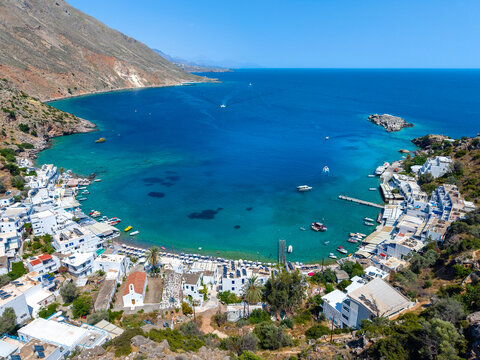 Greek village of Loutro, Chania, Crete, Greece.