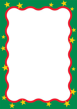 クリスマスカラーのうねうねフレーム背景素材（A4対応）　