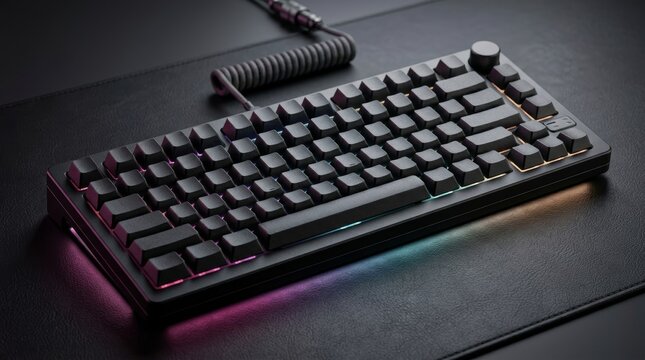 Premium mechanical keyboard with elegant RGB-inspired ambient glow illuminating blank keycaps