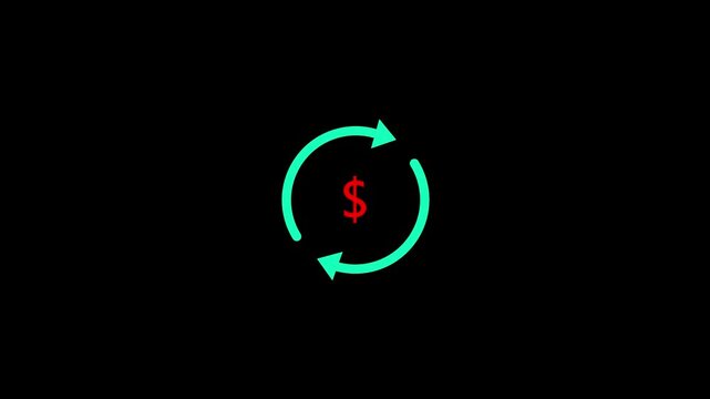 Dollar Currency Exchange Icon Animation with Green Rotating Arrows Motion Graphic animation..