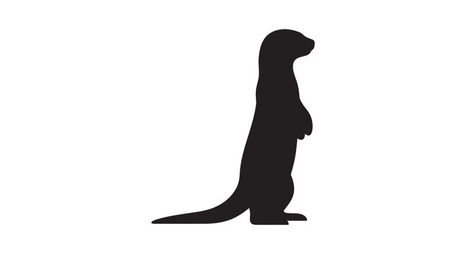 Meerkat Silhouette Against White Background Simple Black Shape Silhouette